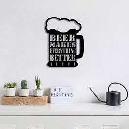 Decoratiune de perete, Beer, Metal, Dimensiune: 35 x 45 cm, Negru