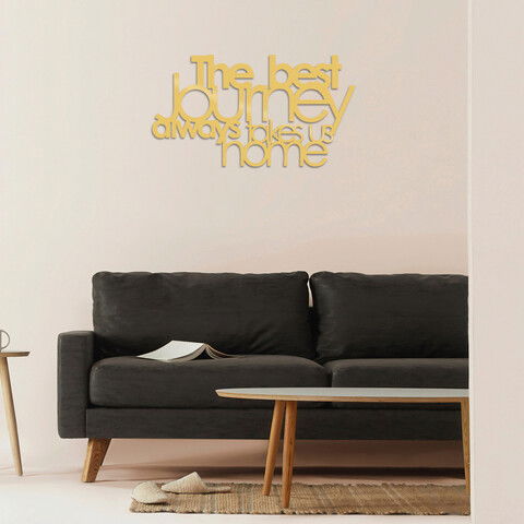 Decoratiune de perete, The Best Lourney Always, Metal, 70 x 40 cm, Auriu