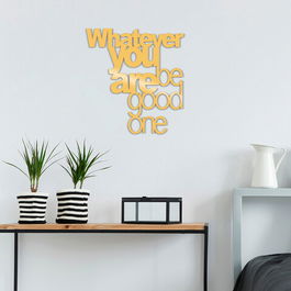 Decoratiune de perete, What Ever You Be Good One Metal Decor, Metal, Dimensiune: 65 x 70 cm, Auriu