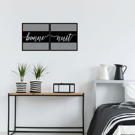 Decoratiune de perete, Bonne Nuit 2, Metal, 90 x 45 cm, Negru