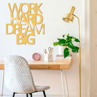 Decoratiune de perete, Work Hard Dream Bıg Metal Decor, Metal, Dimensiune: 65 x 70 cm, Auriu