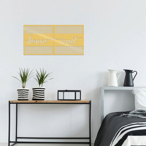 Decoratiune de perete, Bonne Nuit 2, Metal, 90 x 45 cm, Auriu
