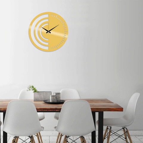 Ceas de perete, Metal Wall Clock 8, Metal, Dimensiune: 48 x 48 cm, Auriu