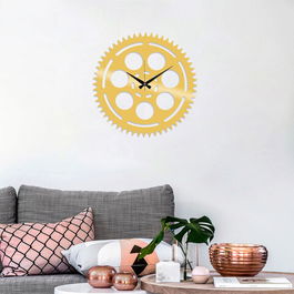 Ceas de perete, Metal Wall Clock 9, Metal, Dimensiune: 48 x 48 cm, Auriu