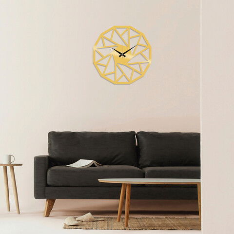 Ceas de perete, Metal Wall Clock 18, Metal, Dimensiune: 48 x 48 cm, Auriu