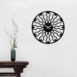 Ceas de perete, Metal Wall Clock 21, Metal, Dimensiune: 48 x 48 cm, Negru