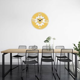 Ceas de perete, Metal Wall Clock 13, Metal, Dimensiune: 48 x 48 cm, Auriu
