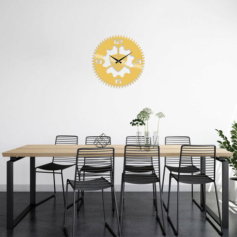 Ceas de perete, Metal Wall Clock 13, Metal, Dimensiune: 48 x 48 cm, Auriu