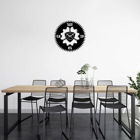 Ceas de perete, Metal Wall Clock 13, Metal, Dimensiune: 48 x 48 cm, Negru