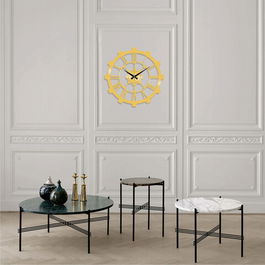 Ceas de perete, Metal Wall Clock 16, Metal, Dimensiune: 48 x 48 cm, Auriu