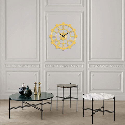 Ceas de perete, Metal Wall Clock 16, Metal, Dimensiune: 48 x 48 cm, Auriu