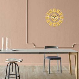 Ceas de perete, Metal Wall Clock 11, Metal, Dimensiune: 48 x 48 cm, Auriu