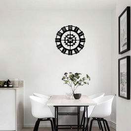 Ceas de perete, Metal Wall Clock 11, Metal, Dimensiune: 48 x 48 cm, Negru