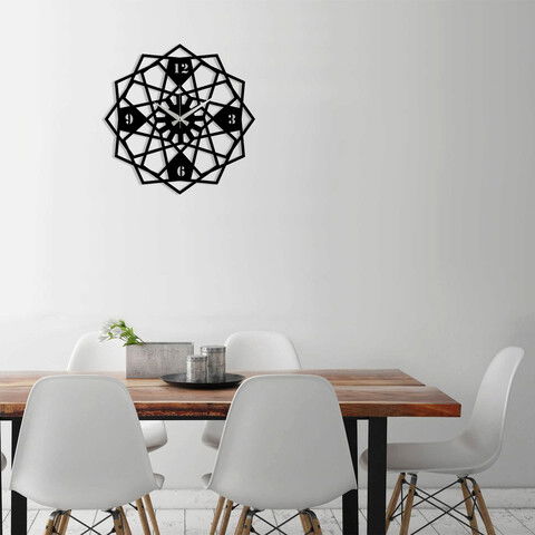 Ceas de perete, Metal Wall Clock 27, Metal, Dimensiune: 48 x 48 cm, Negru