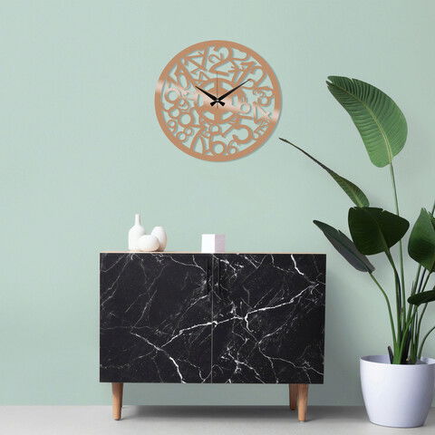 Ceas de perete, Metal Wall Clock 17, Metal, Dimensiune: 48 x 48 cm, Cupru