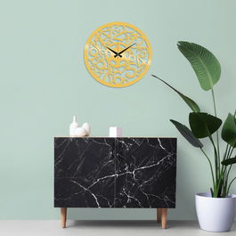 Ceas de perete, Metal Wall Clock 17, Metal, Dimensiune: 48 x 48 cm, Auriu