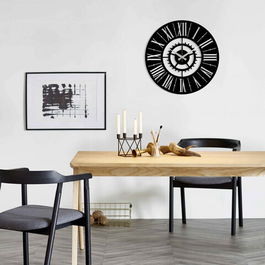 Ceas de perete, Metal Wall Clock 6, Metal, Dimensiune: 48 x 48 cm, Negru
