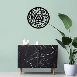 Ceas de perete, Metal Wall Clock 17, Metal, Dimensiune: 48 x 48 cm, Negru