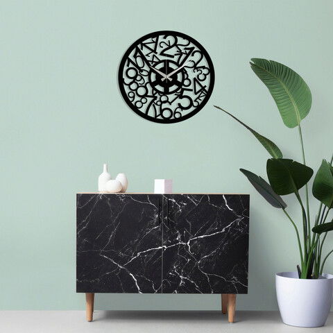 Ceas de perete, Metal Wall Clock 17, Metal, Dimensiune: 48 x 48 cm, Negru