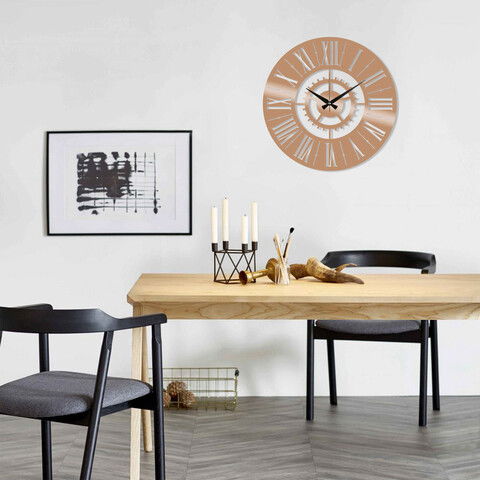 Ceas de perete, Metal Wall Clock 6, Metal, Dimensiune: 48 x 48 cm, Cupru