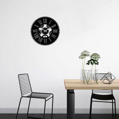 Ceas de perete, Metal Wall Clock 24, Metal, Dimensiune: 48 x 48 cm, Negru