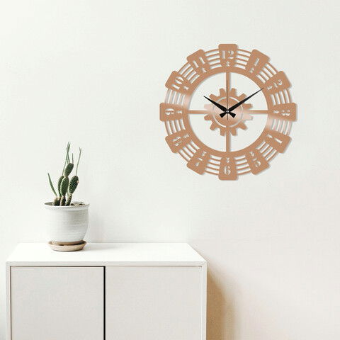 Ceas de perete, Metal Wall Clock 22, Metal, Dimensiune: 48 x 48 cm, Cupru