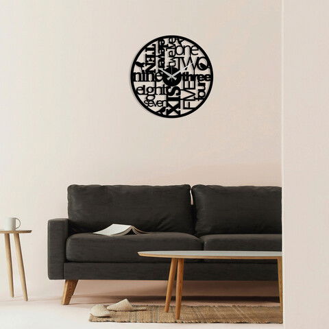 Ceas de perete, Metal Wall Clock 32, Metal, Dimensiune: 48 x 48 cm, Negru