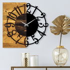 Ceas de perete, Wooden Clock 1, Lemn/metal, Dimensiune: 58 x 3 x 58 cm, Nuc / Negru