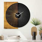 Ceas de perete, Wooden Clock 28, Lemn/metal, Dimensiune: 56 x 3 x 58 cm, Nuc / Negru