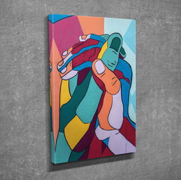 Tablou decorativ, DC338, Canvas, Lemn, Multicolor