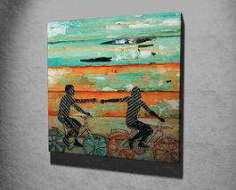 Tablou decorativ, KC210, Canvas, Lemn, Multicolor