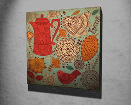 Tablou decorativ, KC225, Canvas, Lemn, Multicolor