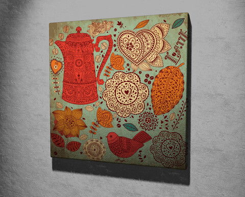 Tablou decorativ, KC225, Canvas, Lemn, Multicolor