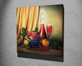 Tablou decorativ, KC231, Canvas, Lemn, Multicolor