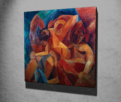 Tablou decorativ, KC245, Canvas, Lemn, Multicolor
