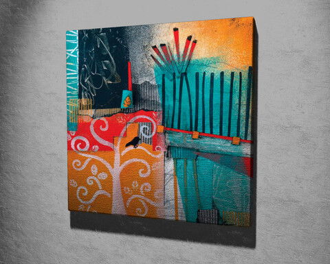 Tablou decorativ, KC292, Canvas, Lemn, Multicolor
