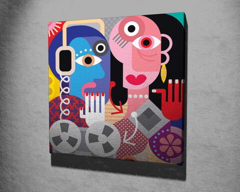 Tablou decorativ, KC296, Canvas, Lemn, Multicolor