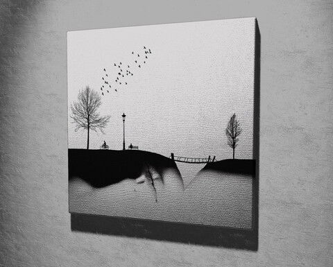 Tablou decorativ, KC302, Canvas, Lemn, Multicolor