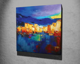 Tablou decorativ, KC308, Canvas, Lemn, Multicolor