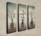Set 3 tablouri decorative, CU12, Canvas, Lemn, Multicolor