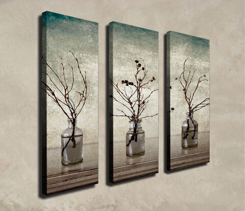 Set 3 tablouri decorative, CU12, Canvas, Lemn, Multicolor