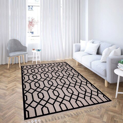 Covor, LasMonte Jüt 3036, 160x230 cm, 80% iuta/20% acril, Bej/Negru