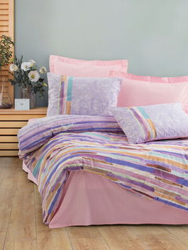 Lenjerie de pat pentru o persoana (FR), Larry - Pink, Cotton Box, Bumbac Ranforce