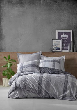 Lenjerie de pat pentru o persoana (DE), Miranda - Grey, Cotton Box, Bumbac Ranforce