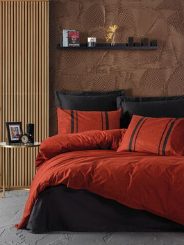 Lenjerie de pat pentru o persoana (FR), Bitter - Tile Red, Cotton Box, Bumbac Ranforce
