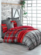 Lenjerie de pat pentru o persoana (FR), Santa - Grey, Cotton Box, Bumbac Ranforce