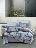 Lenjerie de pat dubla King (FR), Groovy - Blue, Cotton Box, Bumbac Ranforce