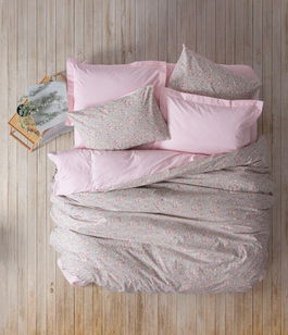 Lenjerie de pat dubla King (FR), Sihu - Pink, Cotton Box, Bumbac Ranforce