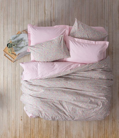 Lenjerie de pat dubla King (FR), Sihu - Pink, Cotton Box, Bumbac Ranforce