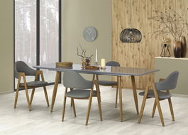Set masa extensibila din metal si MDF Ruth II Grey + 4 scaune Kai-247 Grey, L160-200xl90xH76 cm